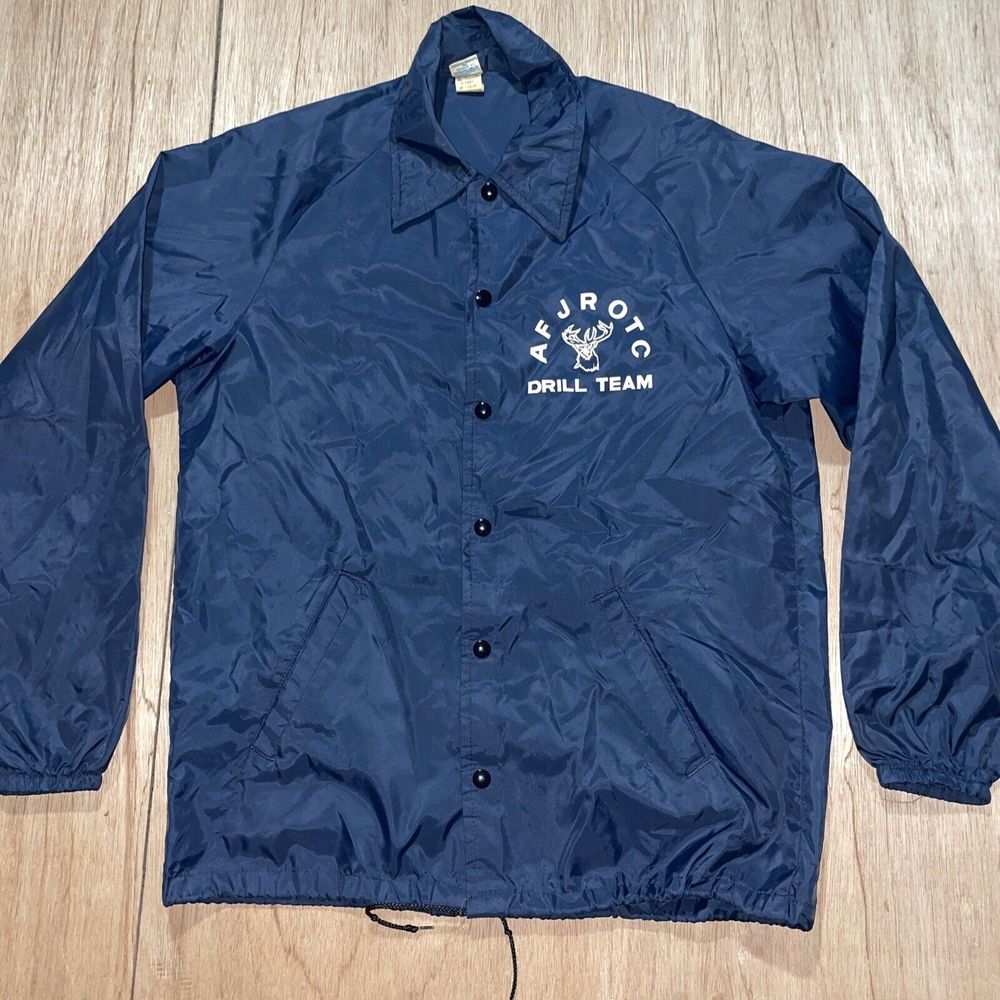 Vintage 80s Champion AFJROTC Drill Team Jacket Blue Windbreaker Made In USA Med